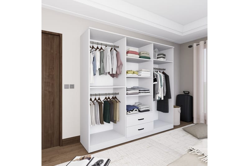 Yaman Garderobe 180x190 cm - Matt hvit - Oppbevaring - Garderober & garderobesystem