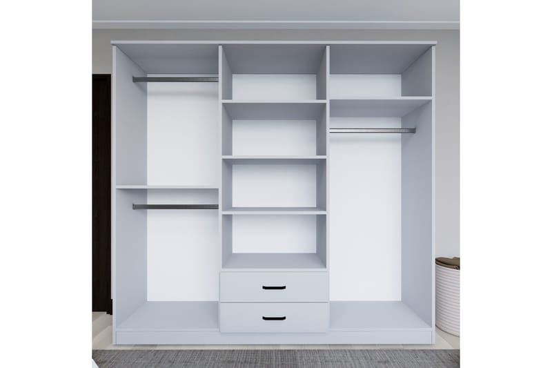 Yaman Garderobe 180x190 cm - Matt hvit - Oppbevaring - Garderober & garderobesystem