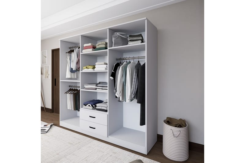 Yaman Garderobe 180x190 cm - Matt hvit - Oppbevaring - Garderober & garderobesystem