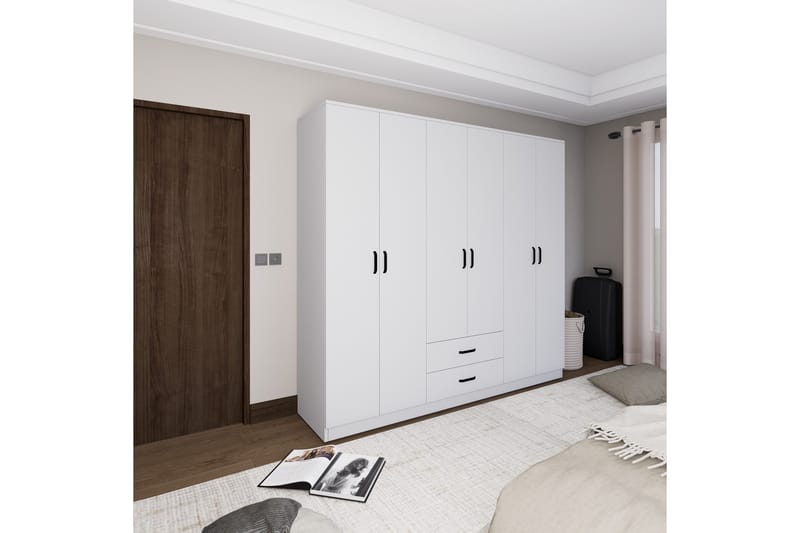 Yaman Garderobe 180x190 cm - Matt hvit - Oppbevaring - Garderober & garderobesystem