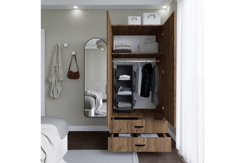 Yaman Garderobe 80x182 cm - Brun - Oppbevaring - Garderober & garderobesystem