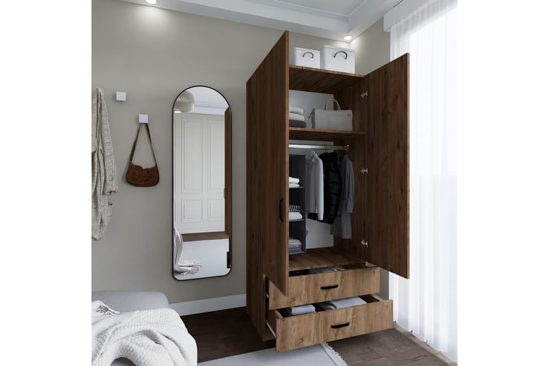 Yaman Garderobe 80x182 cm - Brun - Oppbevaring - Garderober & garderobesystem