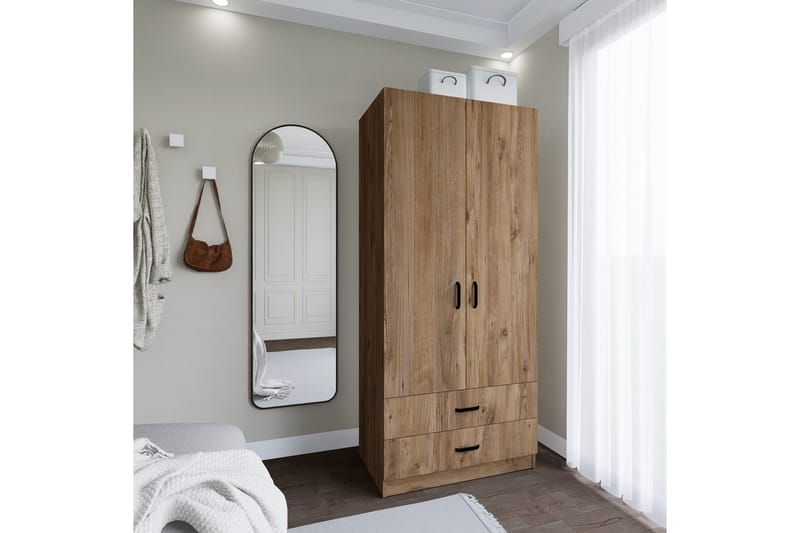 Yaman Garderobe 80x182 cm - Brun - Oppbevaring - Garderober & garderobesystem