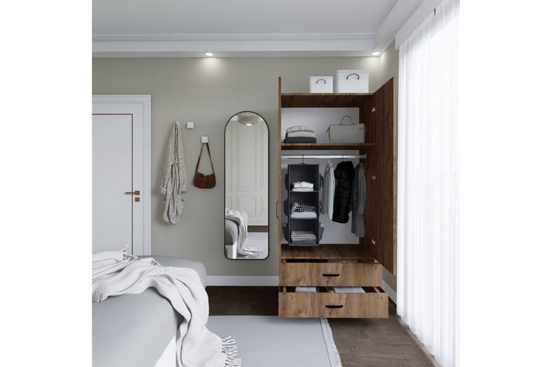 Yaman Garderobe 80x182 cm - Brun - Oppbevaring - Garderober & garderobesystem