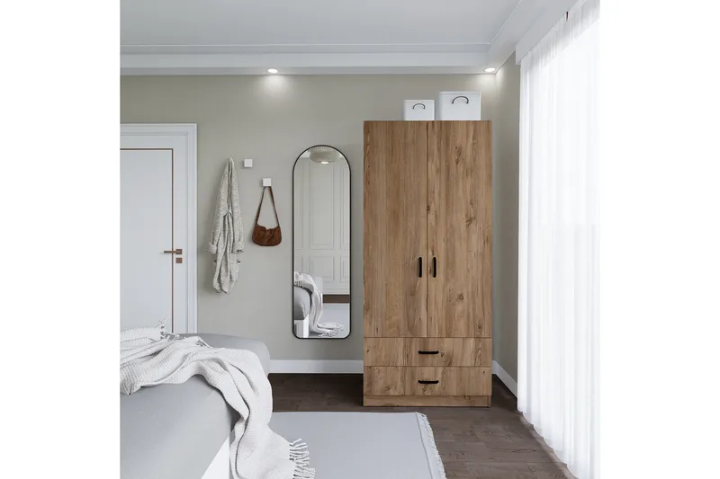 Yaman Garderobe 80x182 cm - Brun - Oppbevaring - Garderober & garderobesystem