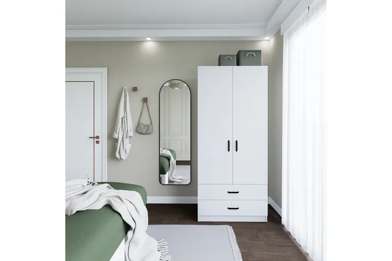 Yaman Garderobe 80x182 cm - Matt hvit - Oppbevaring - Garderober & garderobesystem