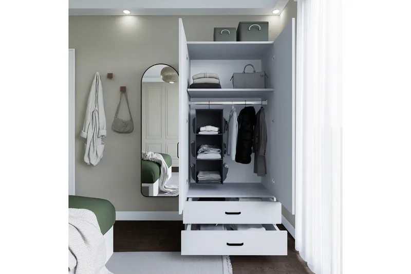 Yaman Garderobe 80x182 cm - Matt hvit - Oppbevaring - Garderober & garderobesystem