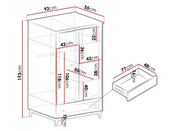 Zeylor Garderobeskap 193 cm i Tre med Oppbevaring - Offwhite - Oppbevaring - Garderober & garderobesystem