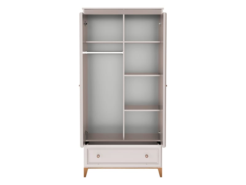 Zeylor Garderobeskap 193 cm i Tre med Oppbevaring - Offwhite - Oppbevaring - Garderober & garderobesystem