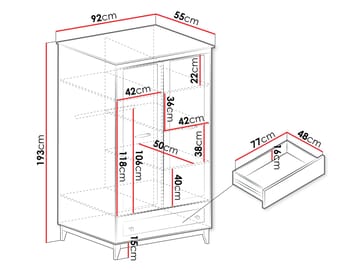 Zeylor Garderobeskap 193 cm - Oppbevaring - Garderober & garderobesystem