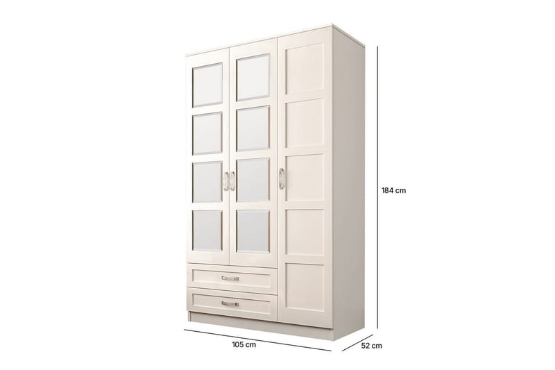 Zyricon Garderobe 105x184 cm - Matt Hvit - Oppbevaring - Garderober & garderobesystem
