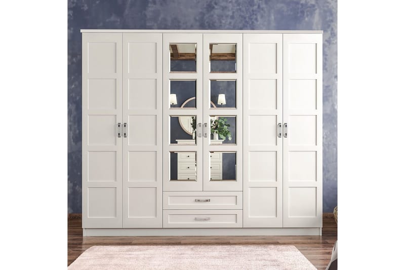 Zyricon Garderobe 210x184 cm - Hvit - Oppbevaring - Garderober & garderobesystem
