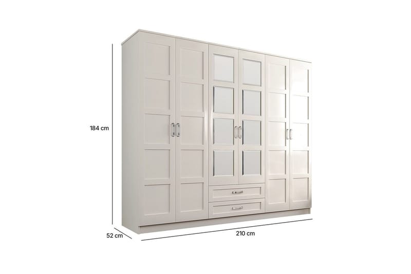 Zyricon Garderobe 210x184 cm - Hvit - Oppbevaring - Garderober & garderobesystem