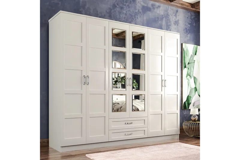 Zyricon Garderobe 210x184 cm - Hvit - Oppbevaring - Garderober & garderobesystem