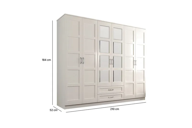 Zyricon Garderobe 210x184 cm - Hvit - Oppbevaring - Garderober & garderobesystem
