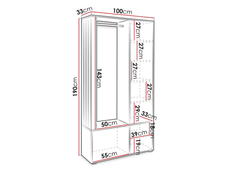 garderobeskap Garderobe MILO grå - Oppbevaring - Garderober & garderobesystem