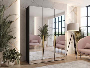 garderobeskap Garderobeskap PIANO 3 150 svart Gull - Oppbevaring - Garderober & garderobesystem