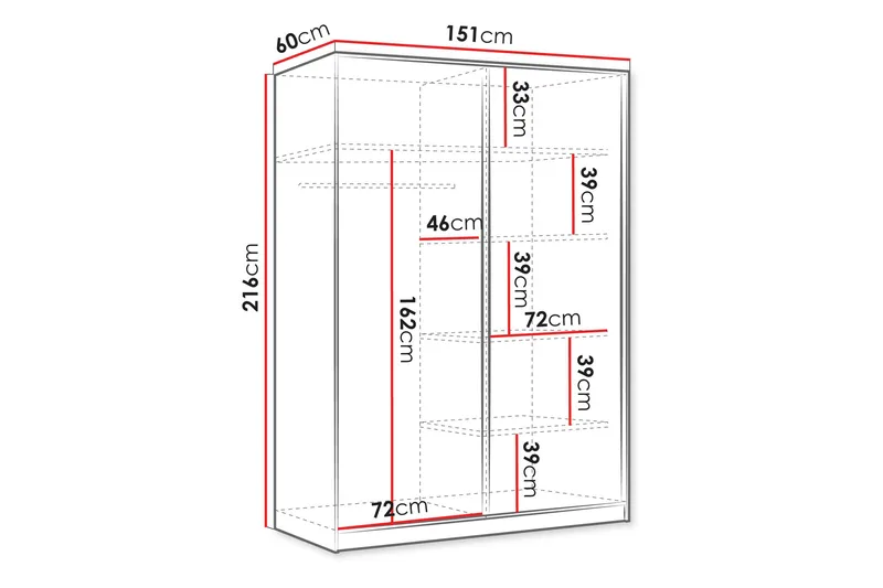 Gudelia Garderob med Speil 151x216 cm - Beige - Oppbevaring - Garderober & garderobesystem