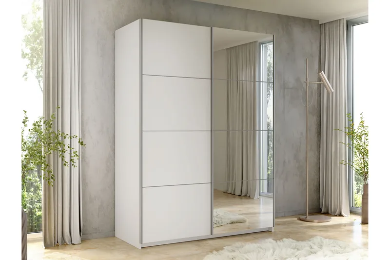 Haparanda Garderobe med Speil 150 cm - Hvit - Oppbevaring - Garderober & garderobesystem