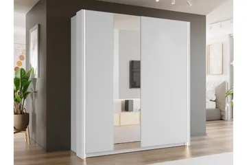 Haruna Garderobeskap med Speil 200x235 cm - Hvit - Oppbevaring - Garderober & garderobesystem