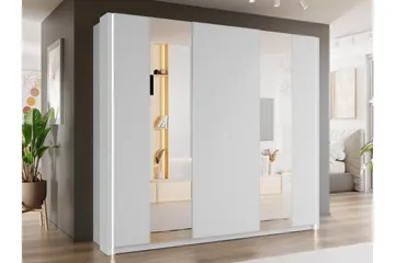 Haruna Garderobeskap med Speil 250x235 cm - Hvit - Oppbevaring - Garderober & garderobesystem