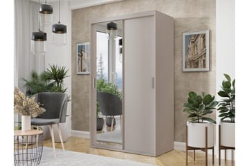 Harvinder Garderob med Speil 120x205 cm - Beige - Oppbevaring - Garderober & garderobesystem