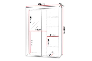 Harvinder Garderob med Speil 120x205 cm - Beige - Oppbevaring - Garderober & garderobesystem