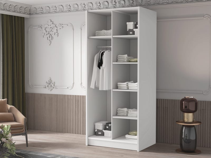 Herrljunga Garderob med Speil 100x215 cm - Brun/Gull/Speil - Oppbevaring - Garderober & garderobesystem