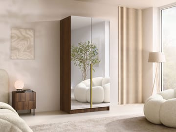 Herrljunga Garderob med Speil 100x215 cm - Gull/Speil - Oppbevaring - Garderober & garderobesystem