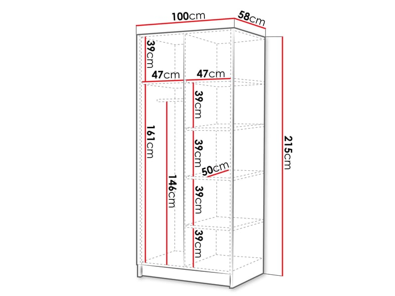 Herrljunga Garderob med Speil 100x215 cm - Gull/Speil - Oppbevaring - Garderober & garderobesystem