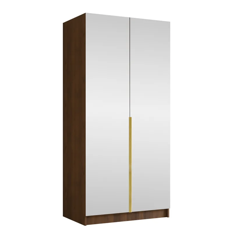 Herrljunga Garderob med Speil 100x215 cm, Gull/Speil