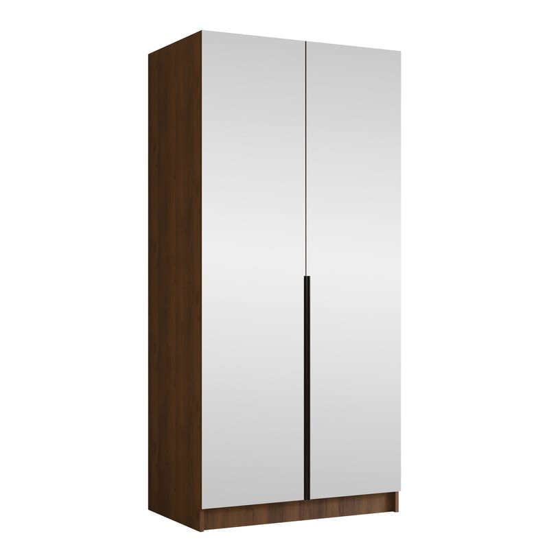 Herrljunga Garderob med Speil 100x215 cm, Svart/Speil