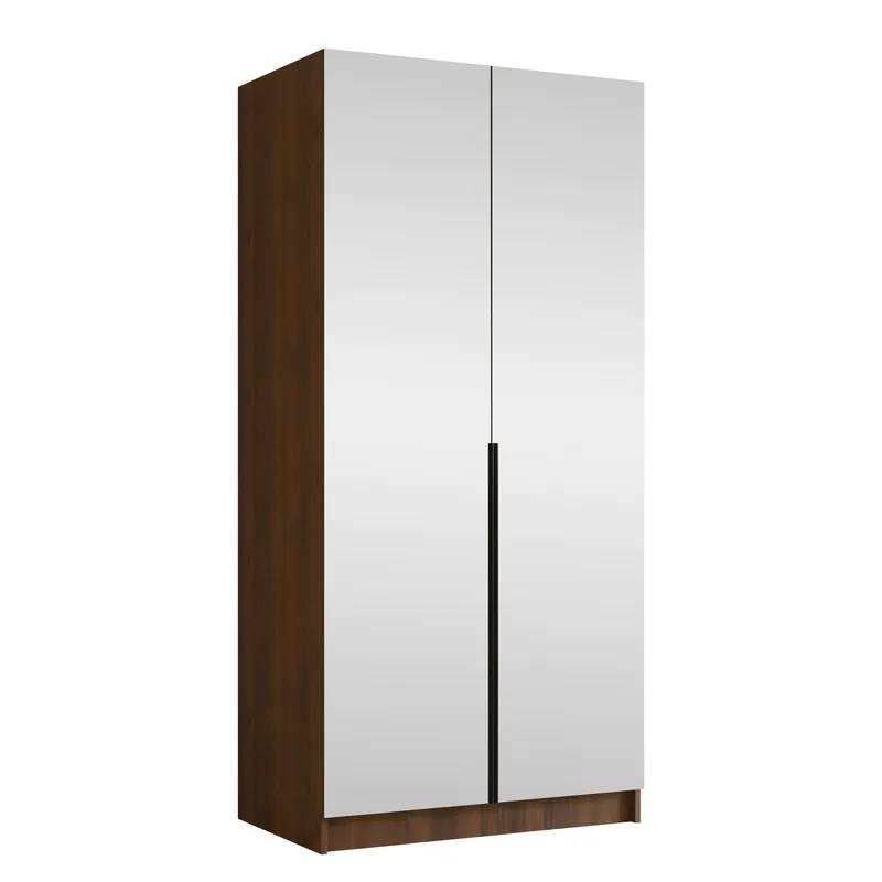 Herrljunga Garderob med Speil 100x215 cm, Svart/Speil