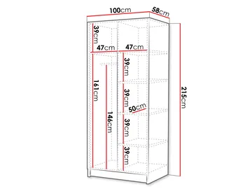 Herrljunga Garderob med Speil 100x215 cm - Svart/Speil - Oppbevaring - Garderober & garderobesystem