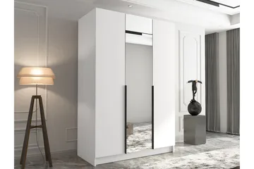 Herrljunga Garderob med Speil 150 cm - Hvit/Svart - Oppbevaring - Garderober & garderobesystem