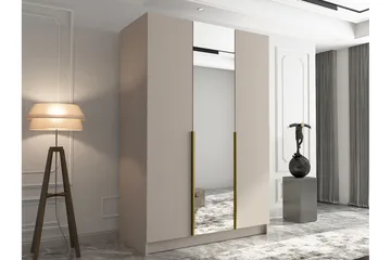 Herrljunga Garderob med Speil 150 cm - Kashmir/Gull - Oppbevaring - Garderober & garderobesystem