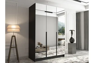 Herrljunga Garderob med Speil 150 cm - Svart - Oppbevaring - Garderober & garderobesystem