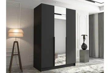 Herrljunga Garderob med Speil 150 cm - Svart - Oppbevaring - Garderober & garderobesystem