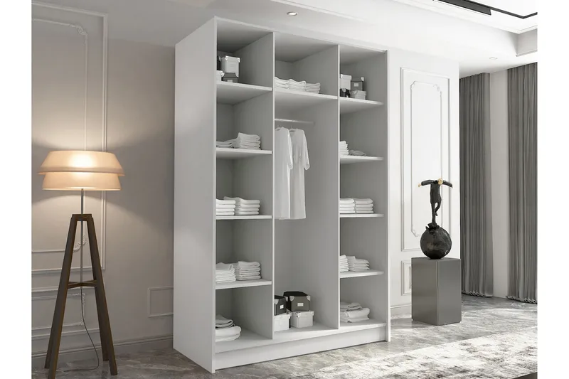 Herrljunga Garderob med Speil 150 cm - Svart - Oppbevaring - Garderober & garderobesystem