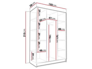 Herrljunga Garderob med Speil 150x215 cm - Brun/Svart/Speil - Oppbevaring - Garderober & garderobesystem
