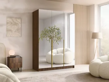 Herrljunga Garderob med Speil 150x215 cm - Gull/Speil - Oppbevaring - Garderober & garderobesystem