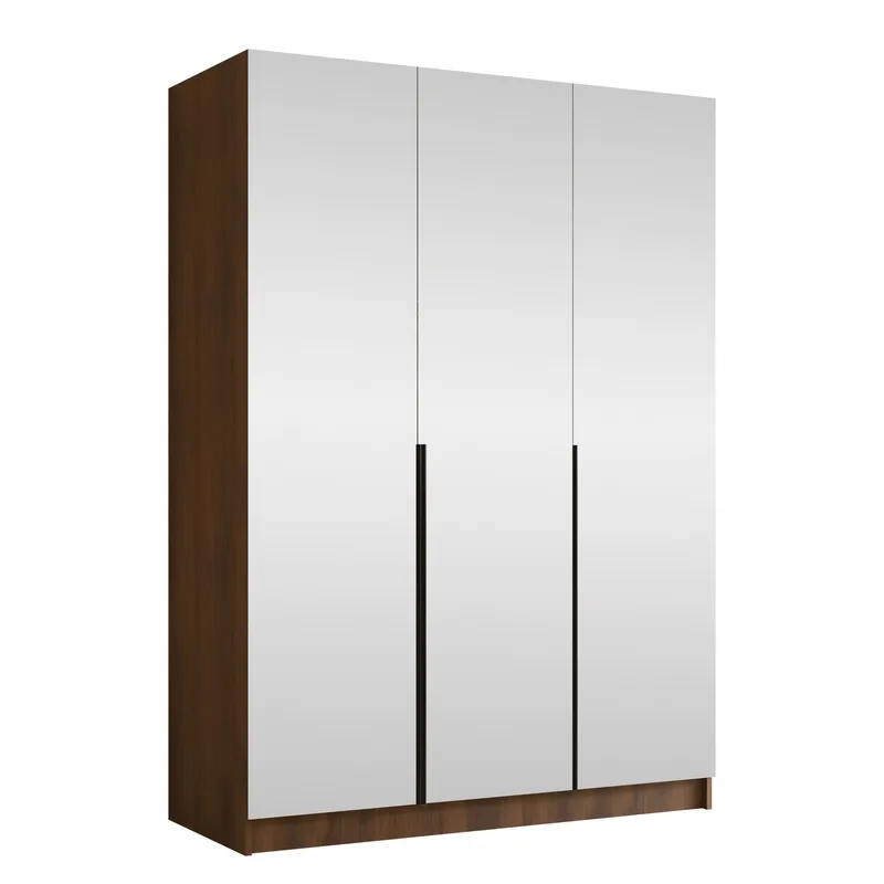 Herrljunga Garderob med Speil 150x215 cm, Svart/Speil