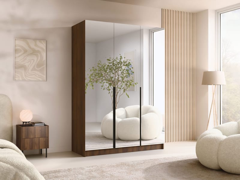 Herrljunga Garderob med Speil 150x215 cm - Svart/Speil - Oppbevaring - Garderober & garderobesystem