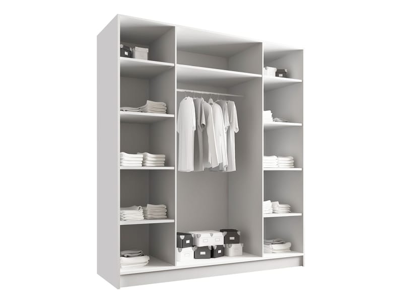 Herrljunga Garderob med Speil 200x215 cm - Brun/Svart/Speil - Oppbevaring - Garderober & garderobesystem