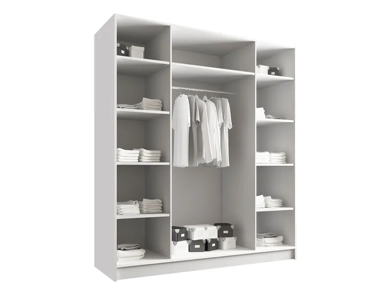Herrljunga Garderob med Speil 200x215 cm - Svart/Speil - Oppbevaring - Garderober & garderobesystem