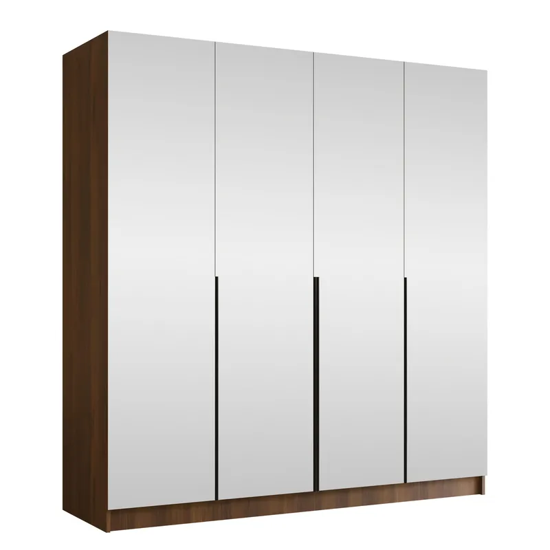 Herrljunga Garderob med Speil 200x215 cm, Svart/Speil