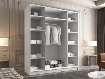 Herrljunga Garderob med Speil 200x215 cm - Svart/Speil - Oppbevaring - Garderober & garderobesystem