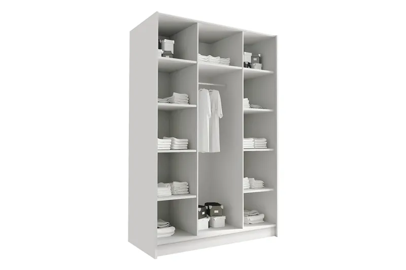 Herrljunga Garderobe med Speil 150 cm - Hvit/Gull - Oppbevaring - Garderober & garderobesystem