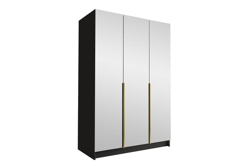 Herrljunga Garderobe med Speil 150 cm, Svart/Gull