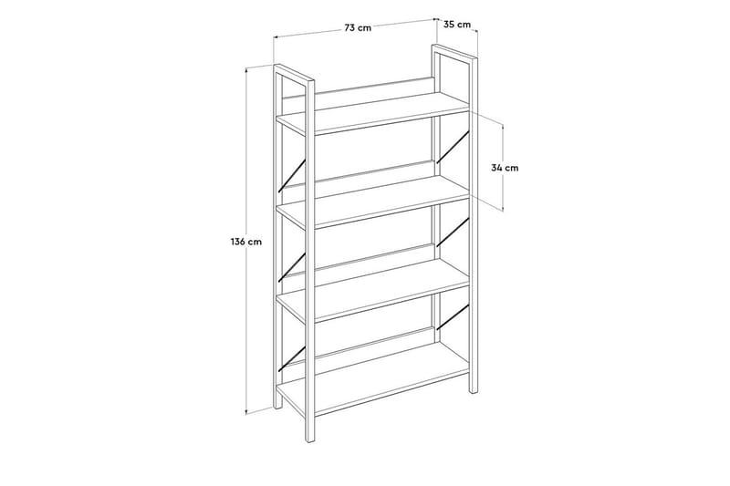 Ajkati Bokhylla 73x35 cm Brun Brown - Oppbevaring - Hylle - Bokhylle